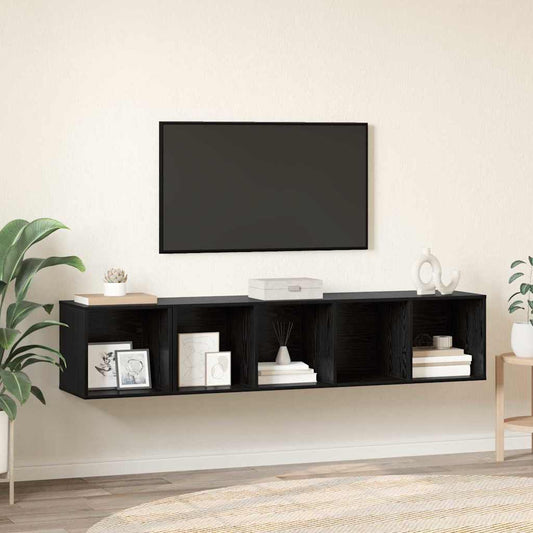 vidaXL 2 pcs Μαύρη δρυς 37 x 37 x 142.5 εκ Επεξεργασμένο ξύλο