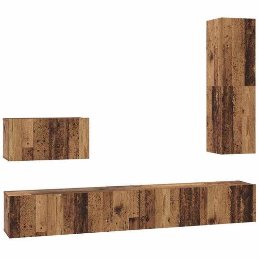 vidaXL Τηλεοπτική Κάβα Τοίχου 4 pcs Παλιό Ξύλο Επεξεργασμένο ξύλο
