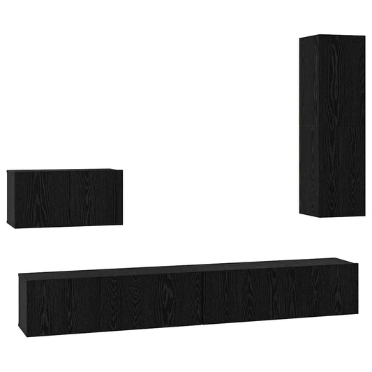 vidaXL Τηλεοπτική Κάβα Τοίχου 4 pcs Μαύρη δρυς 200 x 30 x 30 cm