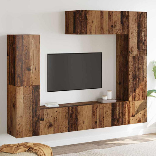 vidaXL Σετ επίπλου τηλεόρασης 7 pcs Παλαιό ξύλο 80 x 30 x 30 εκ