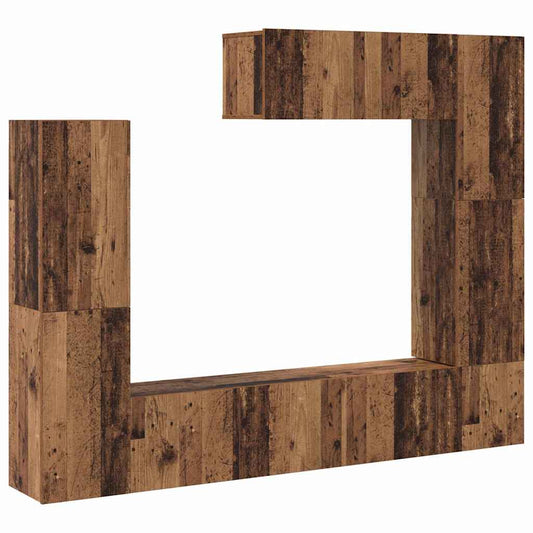 vidaXL Σετ επίπλου τηλεόρασης 7 pcs Παλαιό ξύλο 80 x 30 x 30 εκ