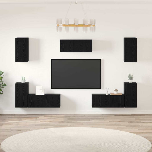 vidaXL Σετ επίπλου τηλεόρασης 7 pcs Μαύρη δρυς 80 x 30 x 30 εκ