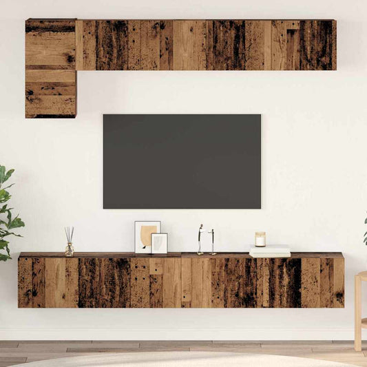 vidaXL Σετ επίπλου τηλεόρασης 5 pcs Παλαιό ξύλο 100 x 30 x 30 cm