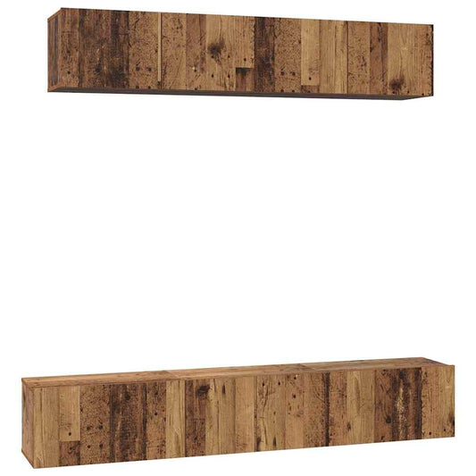 vidaXL Σετ επίπλου τηλεόρασης 5 pcs Παλαιό ξύλο 100 x 30 x 30 cm