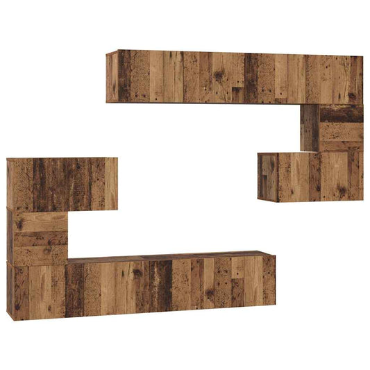 vidaXL Σετ επίπλου τηλεόρασης 8 pcs Παλαιό ξύλο 80 x 30 x 30 εκ