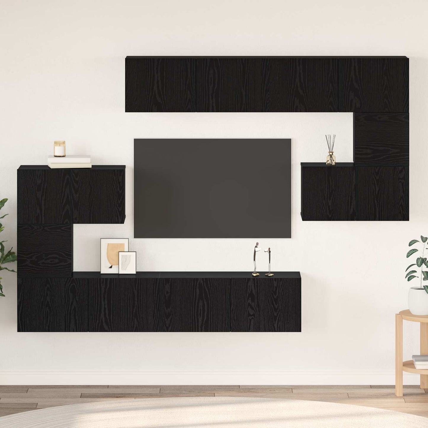vidaXL Σετ επίπλου τηλεόρασης 8 pcs Μαύρη Οξυά Επεξεργασμένο ξύλο