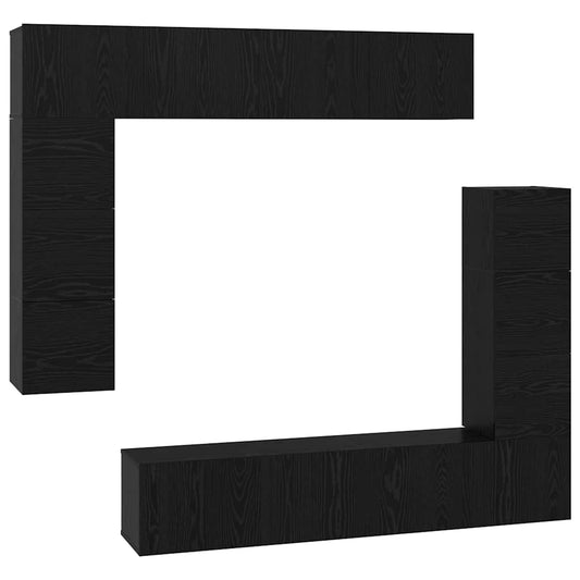 vidaXL Σετ επίπλου τηλεόρασης 8 pcs Μαύρη δρυς 80 x 30 x 30 εκ
