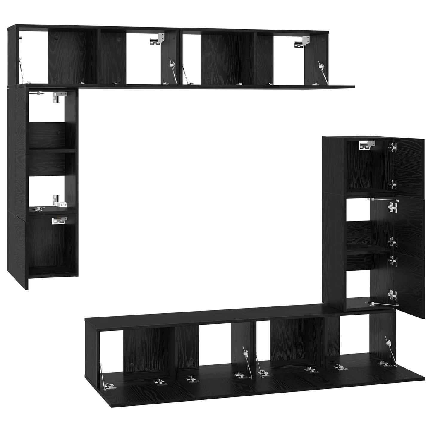 vidaXL Σετ επίπλου τηλεόρασης 8 pcs Μαύρη Οξυά Επεξεργασμένο ξύλο
