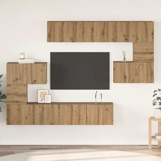 vidaXL Σετ επίπλου τηλεόρασης 8 pcs Artisan Oak Επεξεργασμένο ξύλο