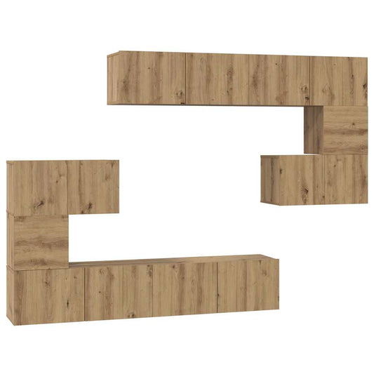 vidaXL Σετ επίπλου τηλεόρασης 8 pcs Artisan Oak Επεξεργασμένο ξύλο
