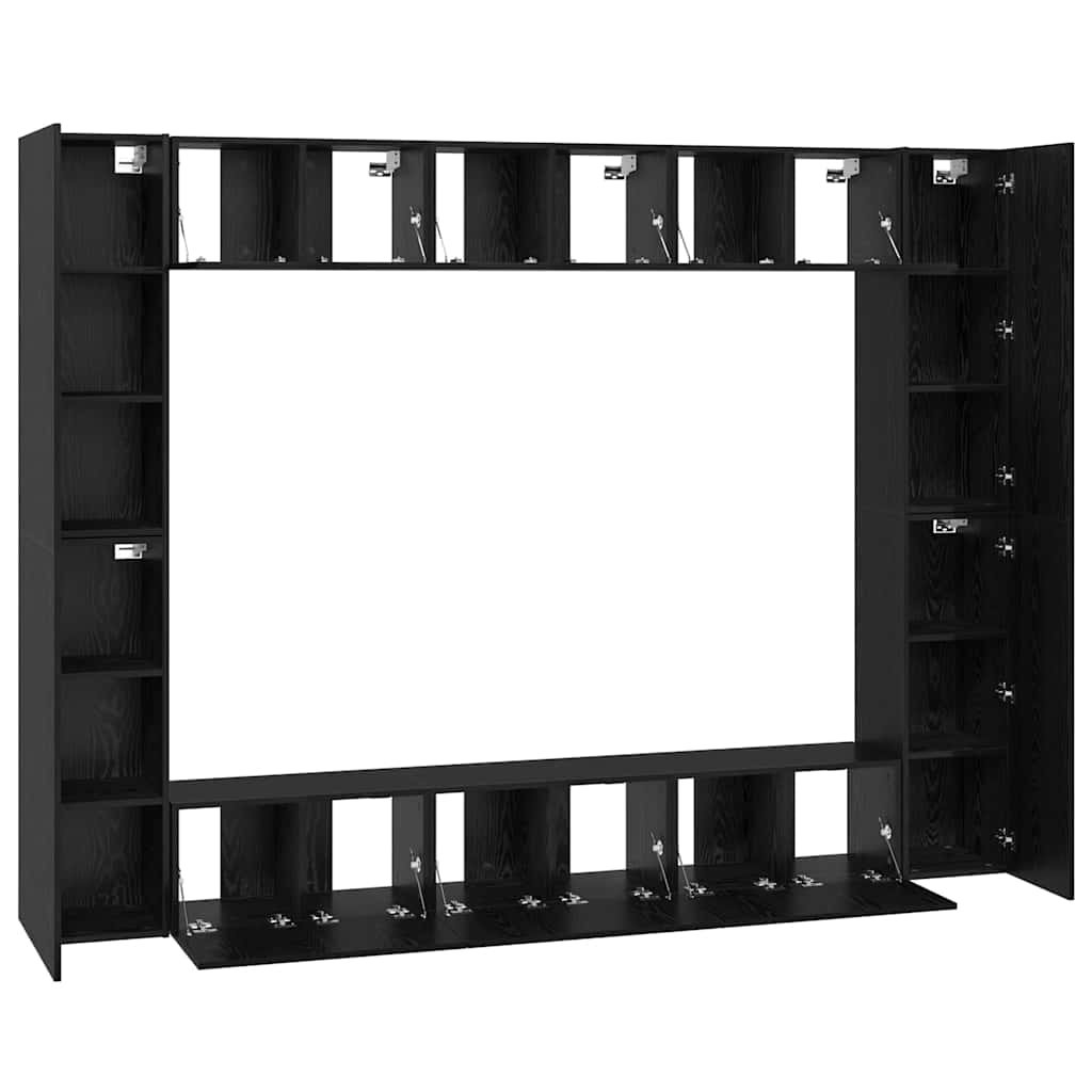 vidaXL Σετ επίπλου τηλεόρασης Επιτοίχιο 10 pcs Μαύρη δρυς