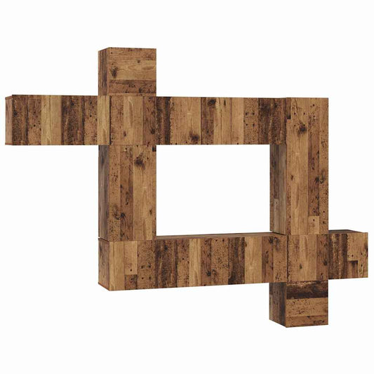 vidaXL Σετ επίπλου τηλεόρασης 10 pcs Παλαιό ξύλο 30.5 x 30 x 90 cm