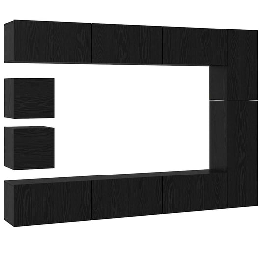vidaXL Σετ επίπλου τηλεόρασης 10 pcs Μαύρη δρυς Επεξεργασμένο ξύλο