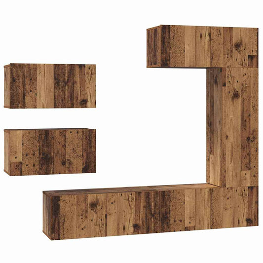 vidaXL Σετ επίπλου τηλεόρασης 6 pcs Παλαιό ξύλο 30.5 x 30 x 90 cm