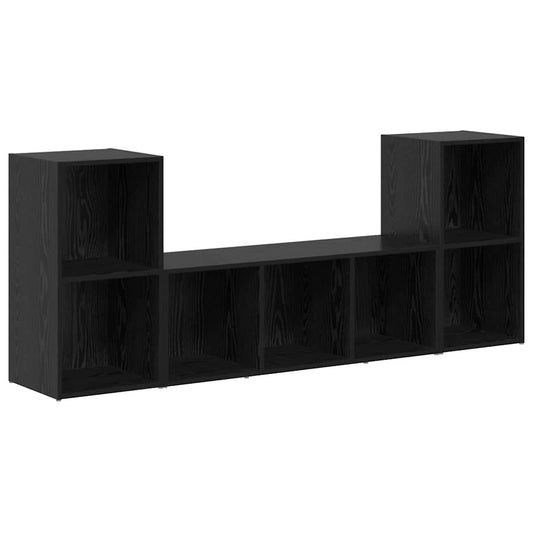 vidaXL Ντουλάπι TV 3 pcs Μαύρο 107 x 35 x 37 cm Επεξεργασμένο ξύλο