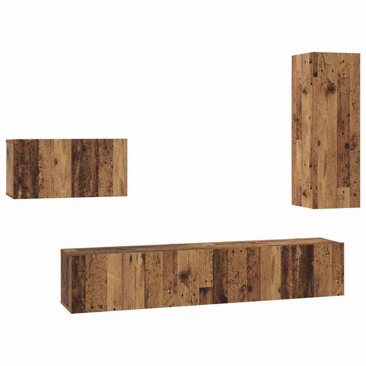 vidaXL Σετ επίπλου τηλεόρασης 4 pcs Παλιό Ξύλο Επεξεργασμένο ξύλο