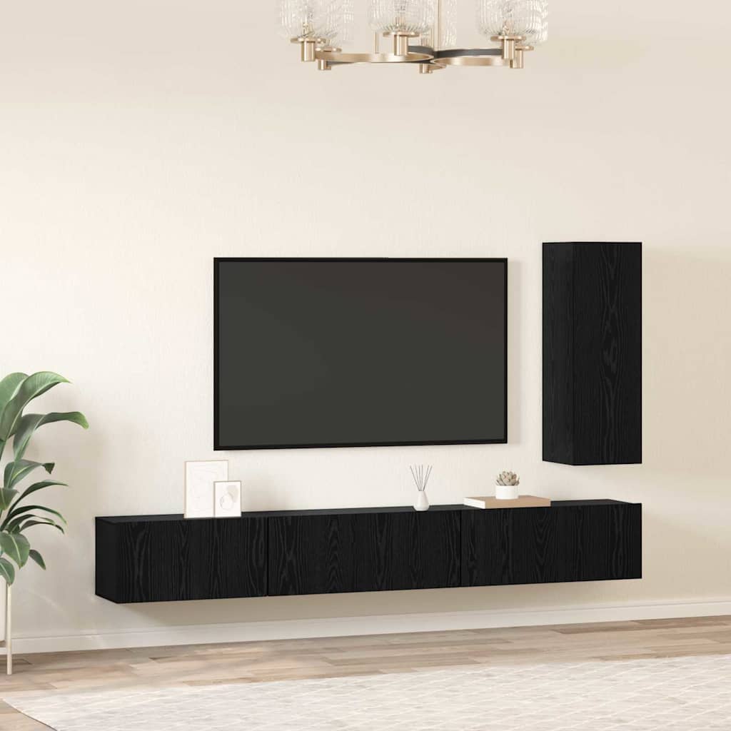vidaXL Σετ επίπλου τηλεόρασης 4 pcs Μαύρη δρυς 30.5 x 30 x 90 cm