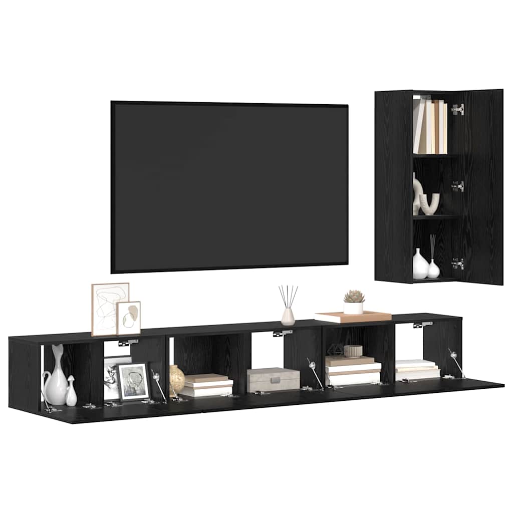 vidaXL Σετ επίπλου τηλεόρασης 4 pcs Μαύρη δρυς 30.5 x 30 x 90 cm