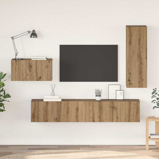 vidaXL Σετ επίπλου τηλεόρασης 4 pcs Artisan Oak Επεξεργασμένο ξύλο