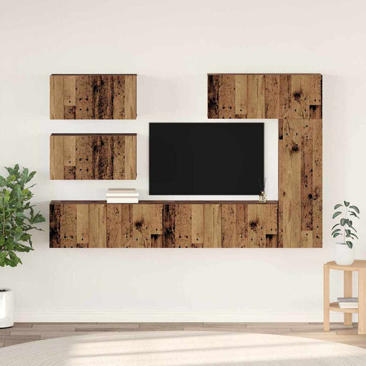 vidaXL Σετ επίπλου τηλεόρασης 6 pcs Παλαιό ξύλο 30.5 x 30 x 90 cm