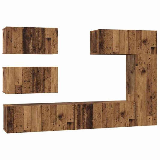 vidaXL Σετ επίπλου τηλεόρασης 6 pcs Παλαιό ξύλο 30.5 x 30 x 90 cm