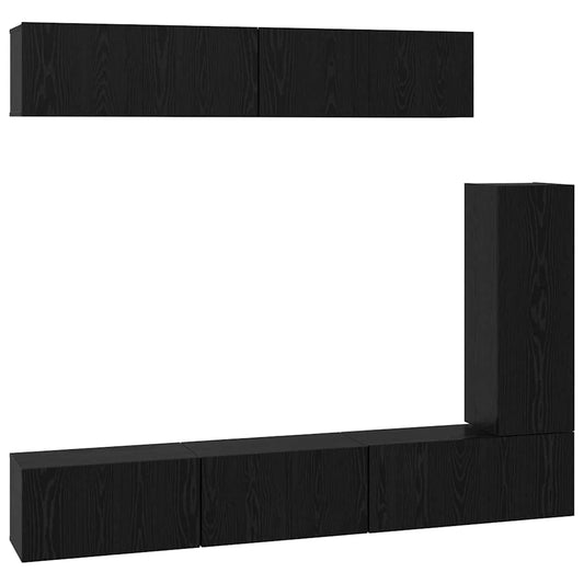 vidaXL Σετ επίπλου τηλεόρασης 6 pcs Μαύρη δρυς 30.5 x 30 x 90 cm