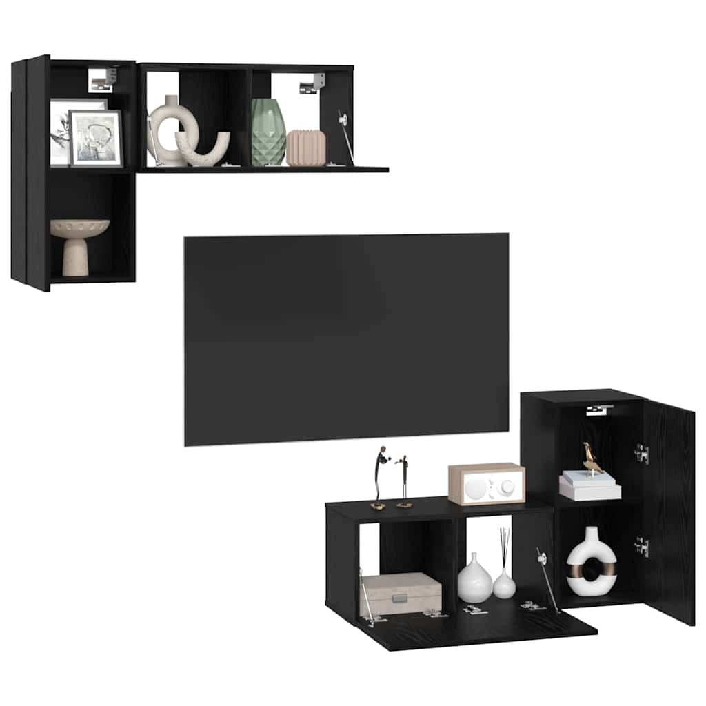 vidaXL Σετ επίπλου τηλεόρασης 4 pcs Μαύρη δρυς 60 x 30 x 30 cm