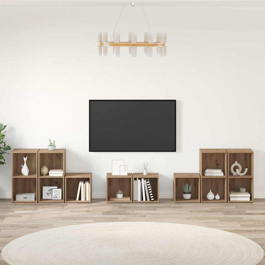 vidaXL ΣΕΤ ΒΑΘΜΟΛΟΓΗΣΗΣ ΤΗΛΕΟΡΑΣΗΣ Επιτοίχιο 8 pcs Artisan Oak