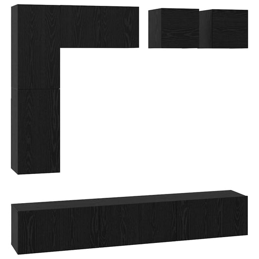 vidaXL Σετ επίπλου τηλεόρασης 8 pcs Μαύρη δρυς Επεξεργασμένο ξύλο