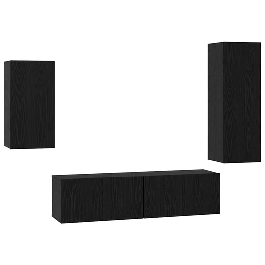 vidaXL Σετ επίπλου τηλεόρασης 4 pcs Μαύρη Οξυά Επεξεργασμένο ξύλο