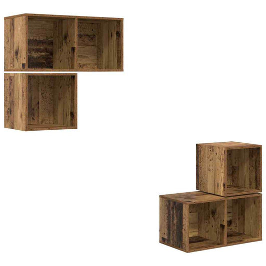 vidaXL Σετ επίπλου τηλεόρασης 4 pcs Παλαιό ξύλο 37 x 37 x 72 εκ
