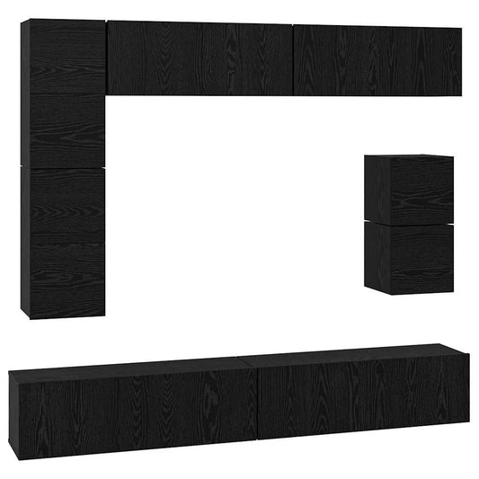 vidaXL Σετ επίπλου τηλεόρασης 8 pcs Μαύρη Οξυά Επεξεργασμένο ξύλο