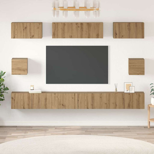 vidaXL ΣΕΤ ΒΑΘΜΟΛΟΓΗΣΗΣ ΤΗΛΕΟΡΑΣΗΣ Επιτοίχιο 8 pcs artisan δρυς