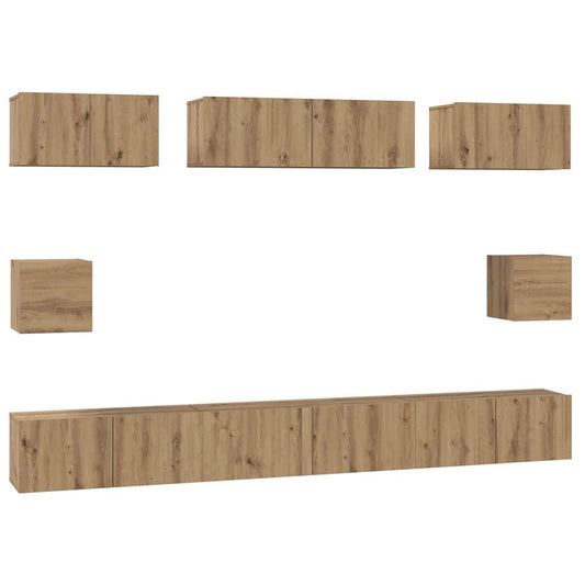 vidaXL ΣΕΤ ΒΑΘΜΟΛΟΓΗΣΗΣ ΤΗΛΕΟΡΑΣΗΣ Επιτοίχιο 8 pcs artisan δρυς