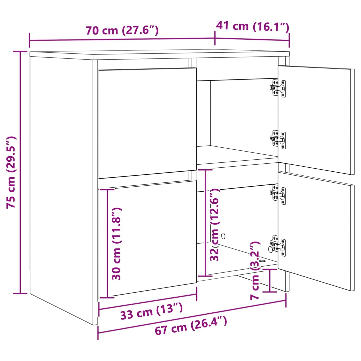 vidaXL Πλαϊνό γραφείο 2 τμχ. Παλιό ξύλο 70 x 41 x 75 εκ.