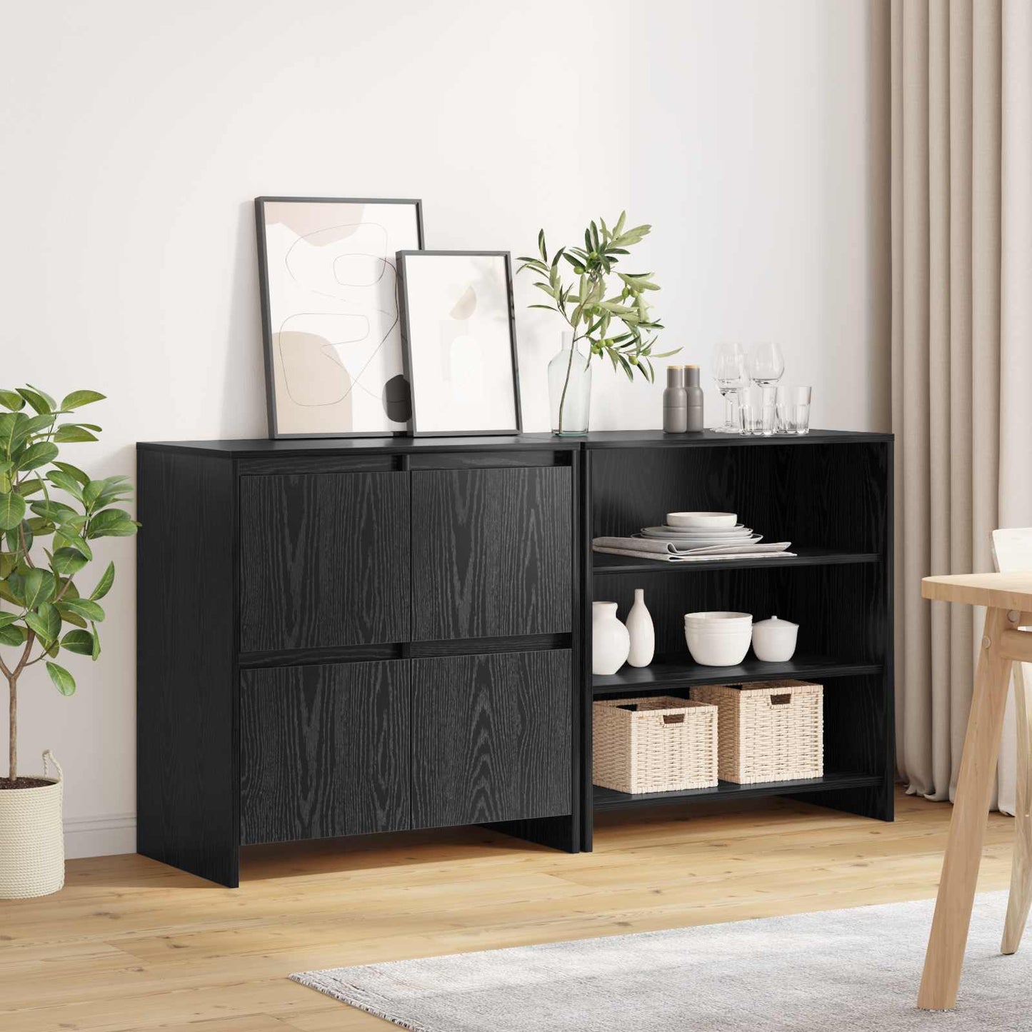 vidaXL Παραδοσιακά Πλευρικά Έπιπλα 2 pcs Μαύρη δρυς 70 x 41 x 75 εκ.