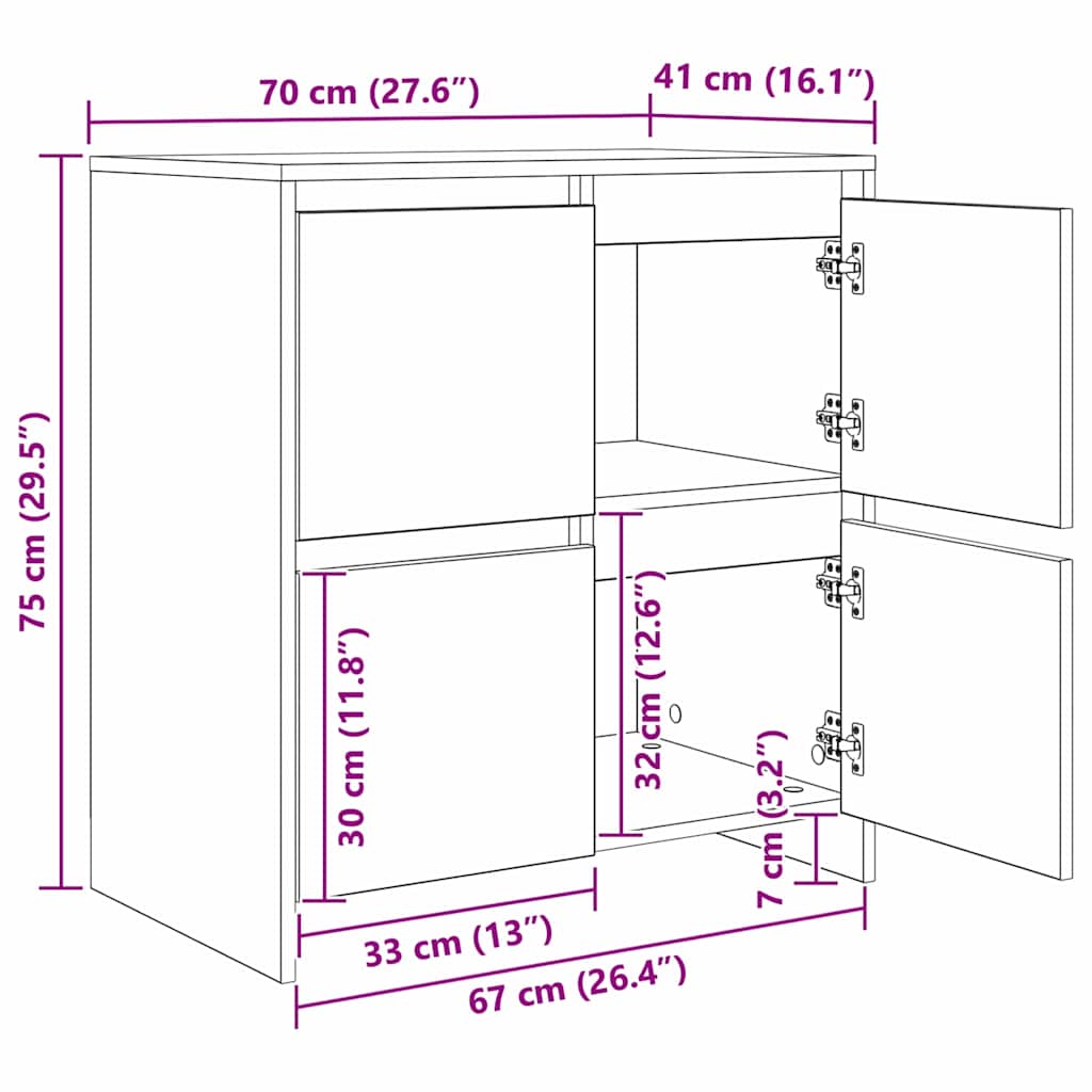 vidaXL Παραδοσιακά Πλευρικά Έπιπλα 2 pcs artisan δρυς 70 x 41 x 75 εκ.