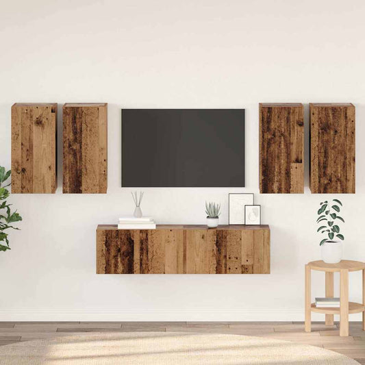 vidaXL Σετ επίπλου τηλεόρασης 6 pcs Παλαιό ξύλο 60 x 30 x 30 cm