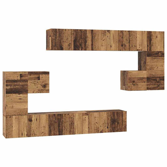 vidaXL Σετ επίπλου τηλεόρασης 10 pcs Παλαιό ξύλο 60 x 30 x 30 cm