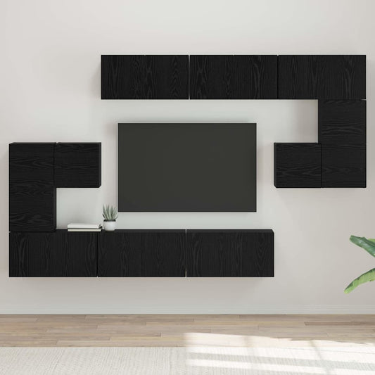 vidaXL Σετ επίπλου τηλεόρασης 10 pcs Μαύρη δρυς 60 x 30 x 30 cm