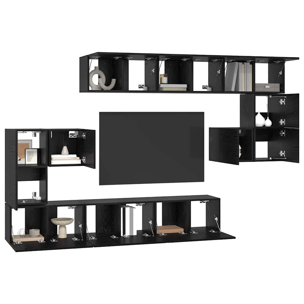 vidaXL Σετ επίπλου τηλεόρασης 10 pcs Μαύρη δρυς 60 x 30 x 30 cm