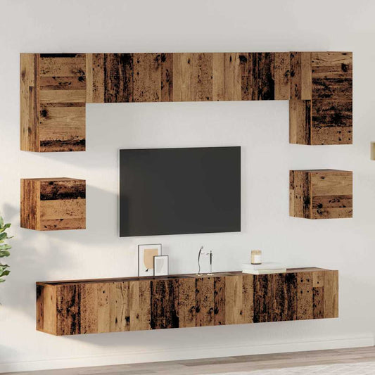 vidaXL Σετ επίπλου τηλεόρασης 8 pcs Παλαιό ξύλο 100 x 30 x 30 cm