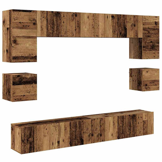 vidaXL Σετ επίπλου τηλεόρασης 8 pcs Παλαιό ξύλο 100 x 30 x 30 cm