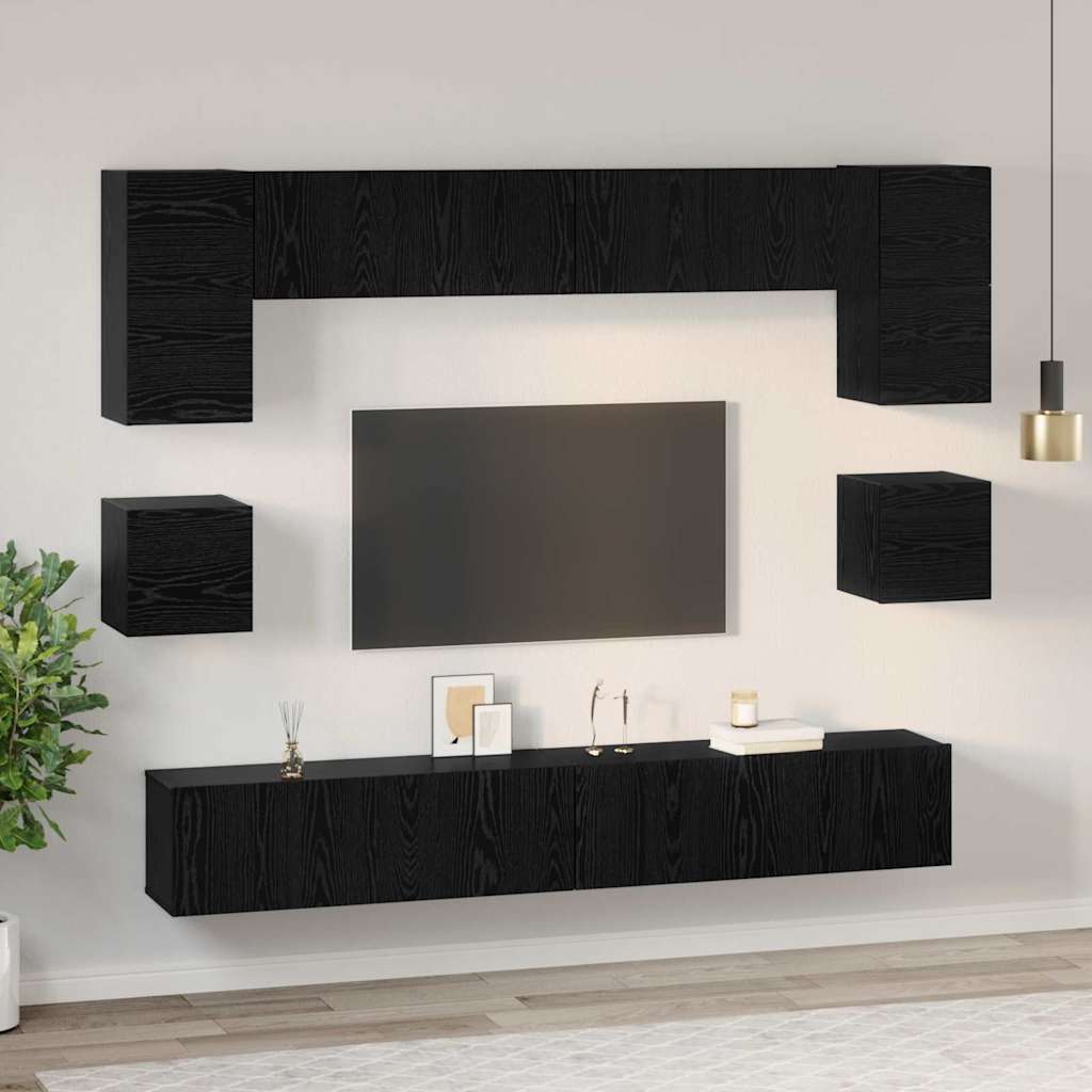 vidaXL Σετ επίπλου τηλεόρασης 8 pcs Μαύρη δρυς 100 x 30 x 30 cm