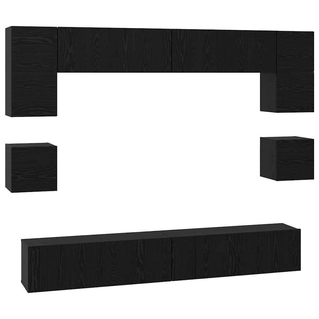 vidaXL Σετ επίπλου τηλεόρασης 8 pcs Μαύρη δρυς 100 x 30 x 30 cm