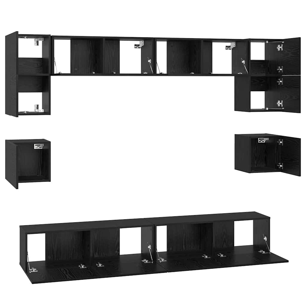 vidaXL Σετ επίπλου τηλεόρασης 8 pcs Μαύρη δρυς 100 x 30 x 30 cm