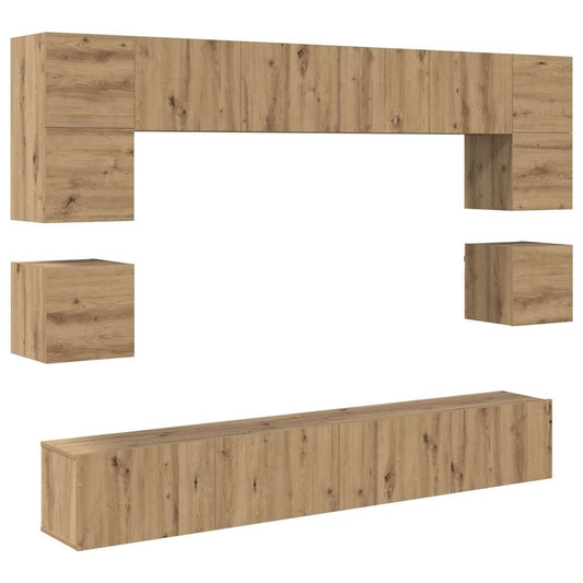 vidaXL Σετ επίπλου τηλεόρασης 8 pcs Artisan Oak Επεξεργασμένο ξύλο