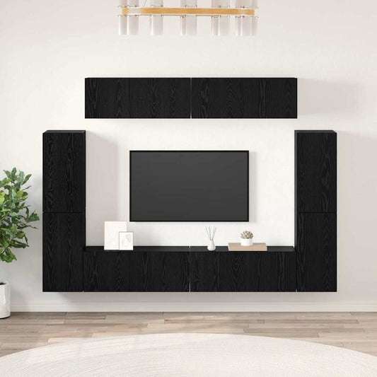 vidaXL Σετ επίπλου τηλεόρασης 8 pcs Μαύρη δρυς Επεξεργασμένο ξύλο