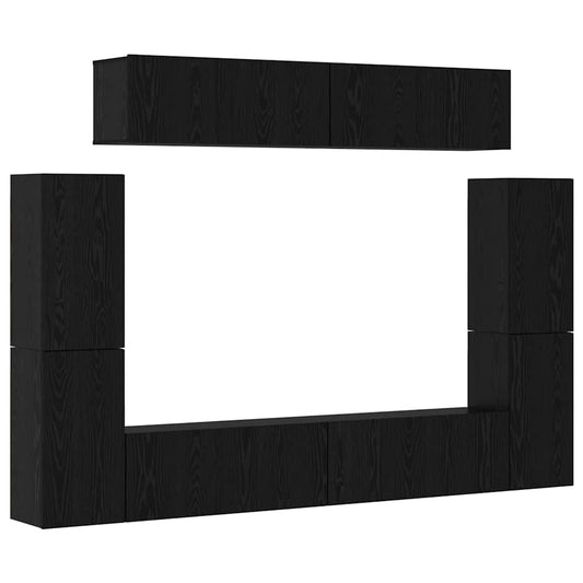 vidaXL Σετ επίπλου τηλεόρασης 8 pcs Μαύρη δρυς Επεξεργασμένο ξύλο