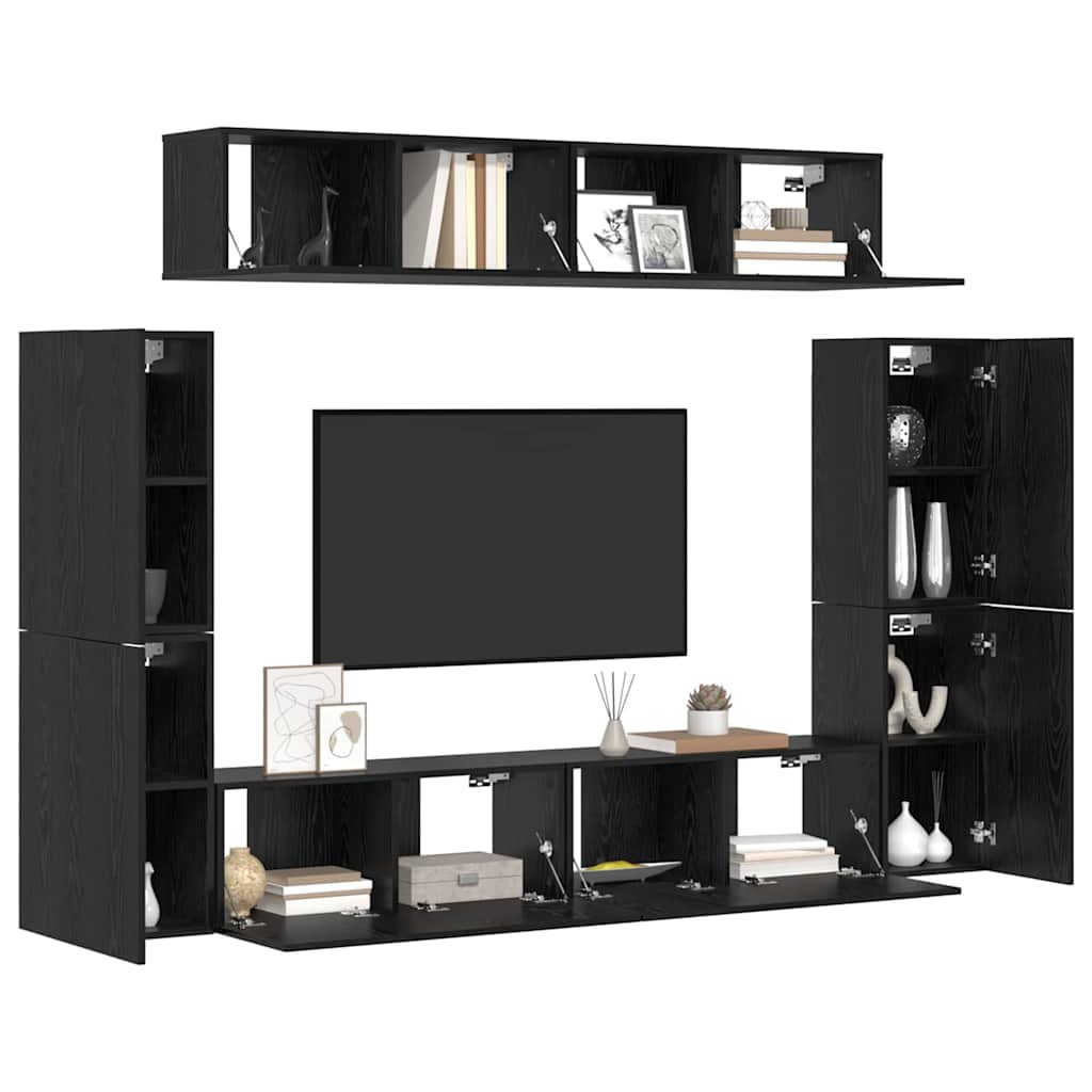 vidaXL Σετ επίπλου τηλεόρασης 8 pcs Μαύρη δρυς 80 x 30 x 30.5 εκ